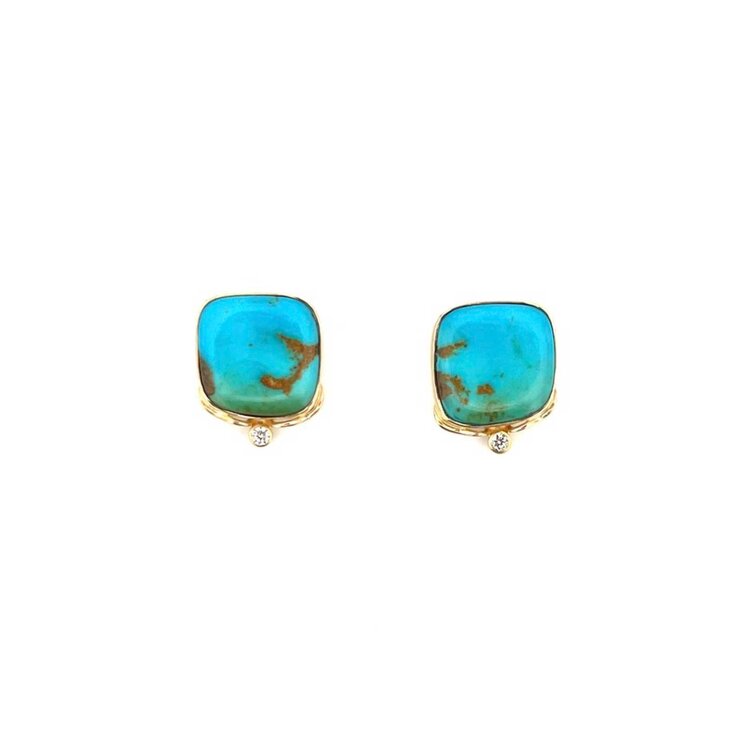 Banzhaf Studio Square Cloud Mountain Turquoise Stud Earrings Small