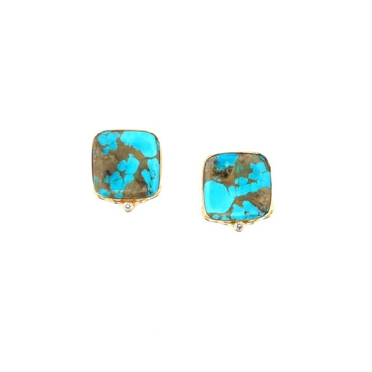 Banzhaf Studio Square Cloud Mountain Turquoise Stud Earrings Large