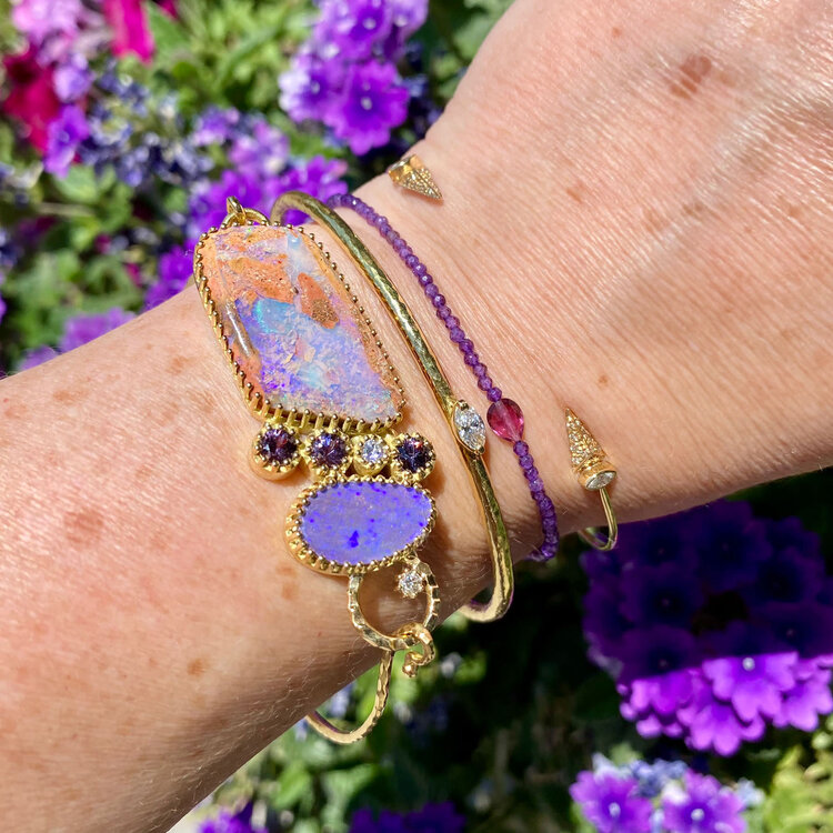 Dana Bronfman Purple Opal and Spinel Gem Hook Bracelet
