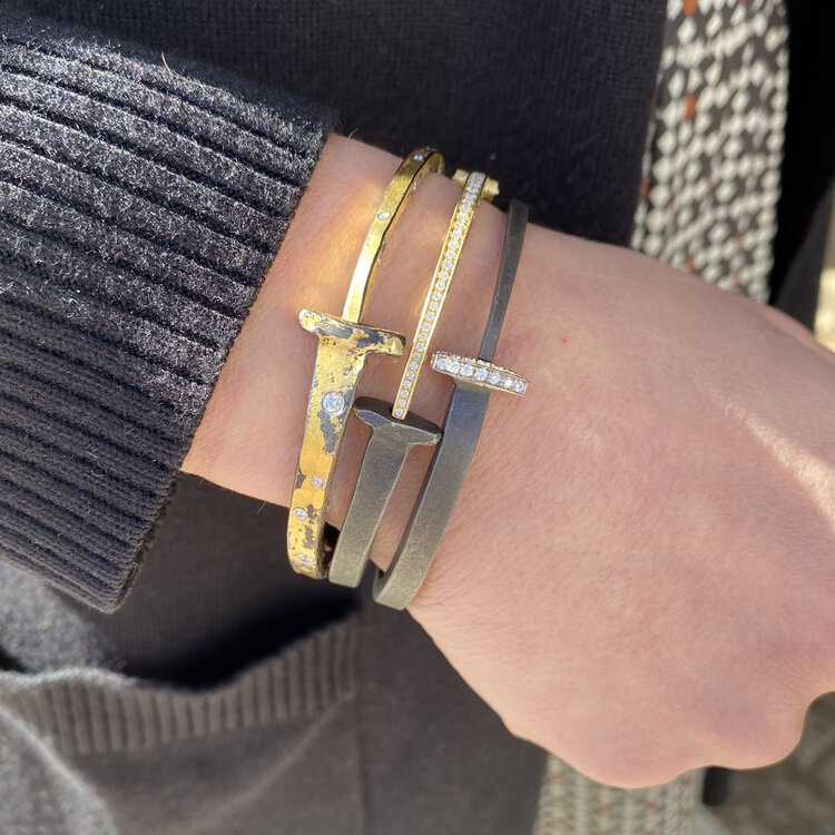 Pat Flynn Pave Head Nail Bracelet with Diamonds