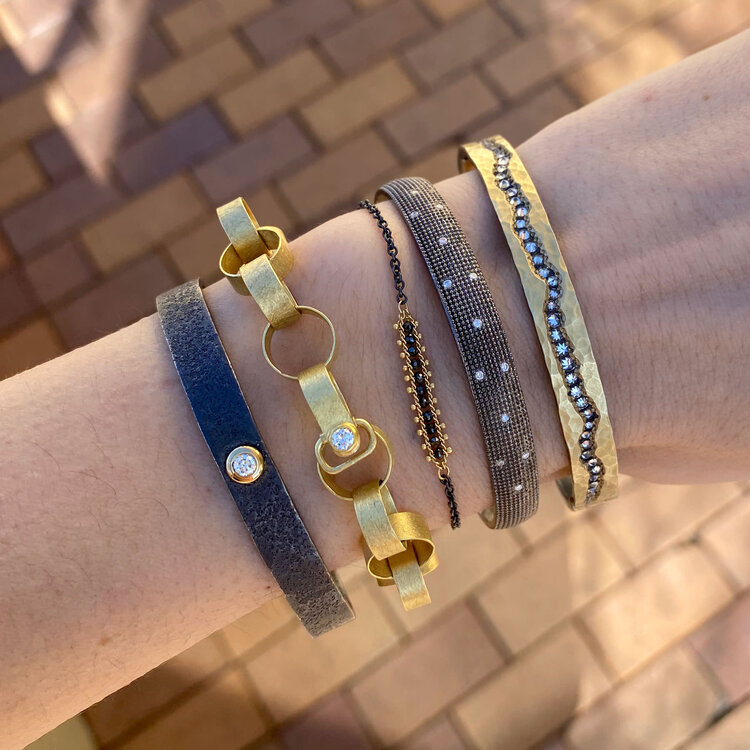 Petra Class Yellow Gold with Diamond Accent Link Bracelet