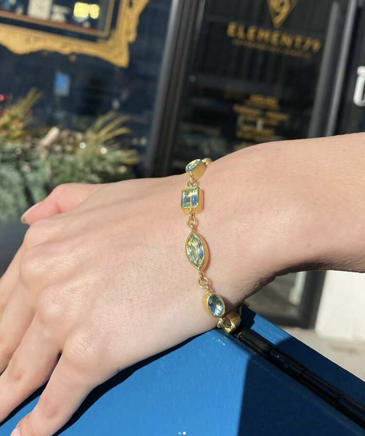 Petra Class Faceted and Rough Aquamarine Gold Bracelet