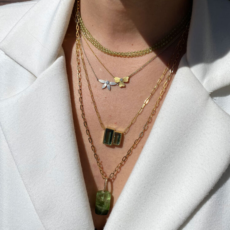 Alishan Diamond and Platinum Half Flower Pendant Necklace