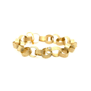 Petra Class Yellow Gold with Diamond Accent Link Bracelet