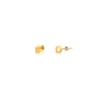 Petra Class Gold Ribbon Tie Stud Earrings