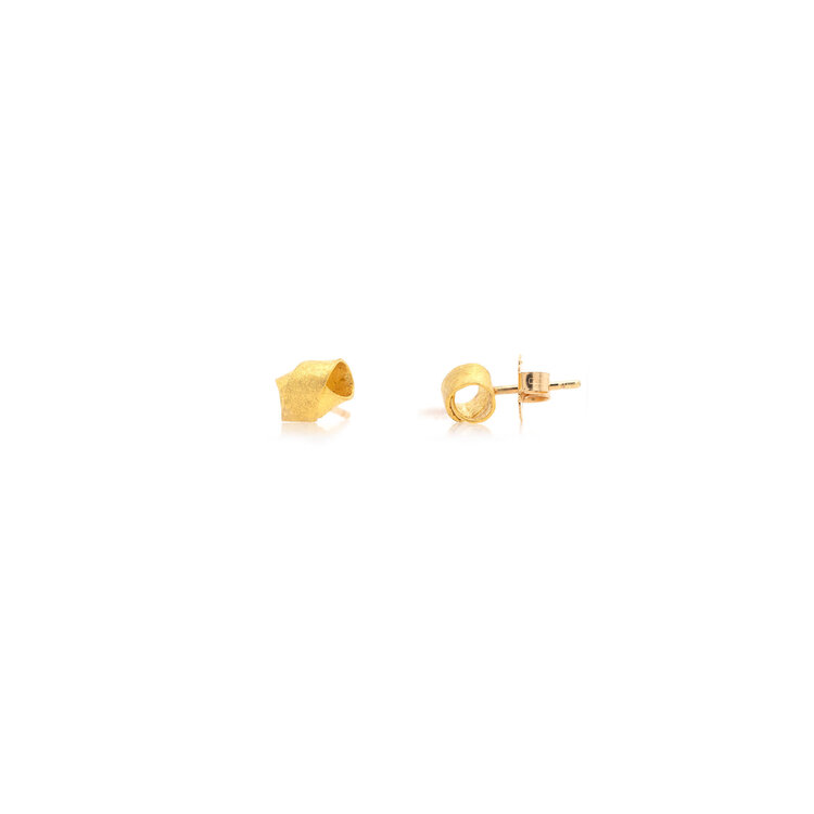 Petra Class Gold Ribbon Tie Stud Earrings
