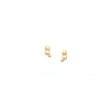 Petra Class Three Gold Bubble Ear Climber Stud Earrings with Diamonds
