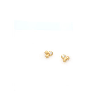 Petra Class Three Gold Bubble Stud Earrings with Diamond