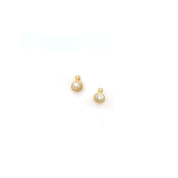 Petra Class Gold Bubble Stud Earrings with Diamond