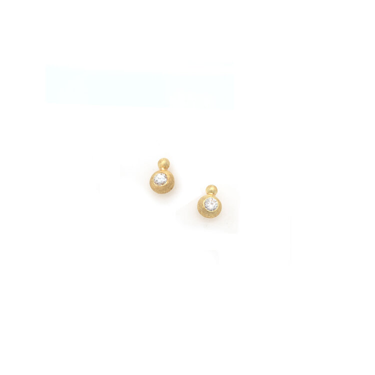 Petra Class Gold Bubble Stud Earrings with Diamond