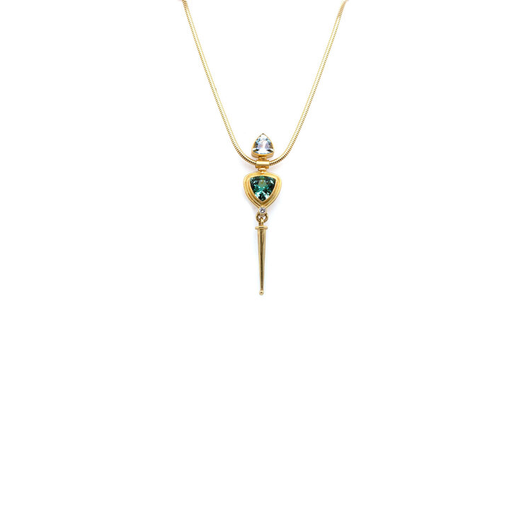 Banzhaf Studio Tourmaline, Aquamarine, and Diamond Necklace
