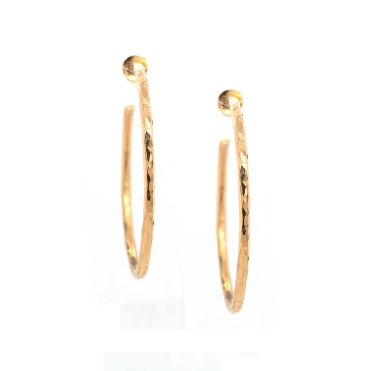 E79 Luxe Classic Hammered Hoops  2"
