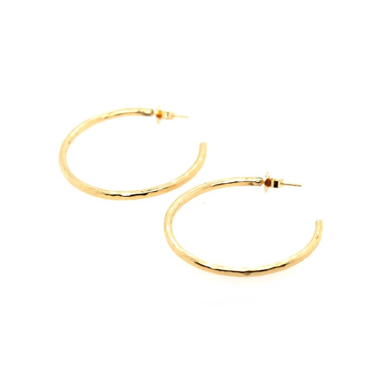 E79 Luxe Classic Hammered Hoops 1.5"