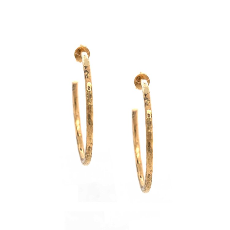 E79 Luxe Classic Hammered Hoops 1.5"
