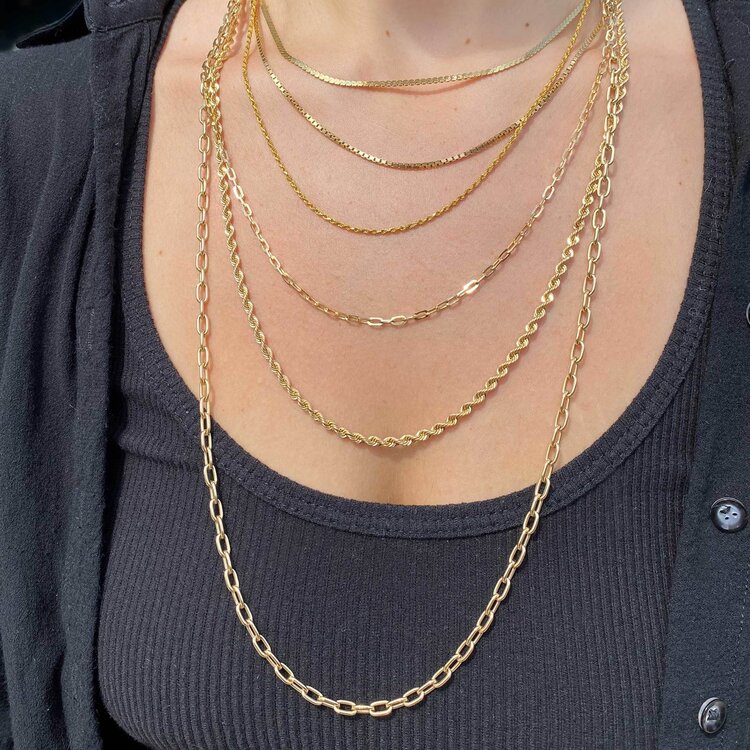 E79 Private Label-Chains Handmade Open Cable Chain  14k yellow gold 4.3mm - 30"