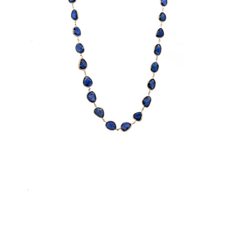 Mazza Jewelry Blue Sapphire Slice Necklace 16ct