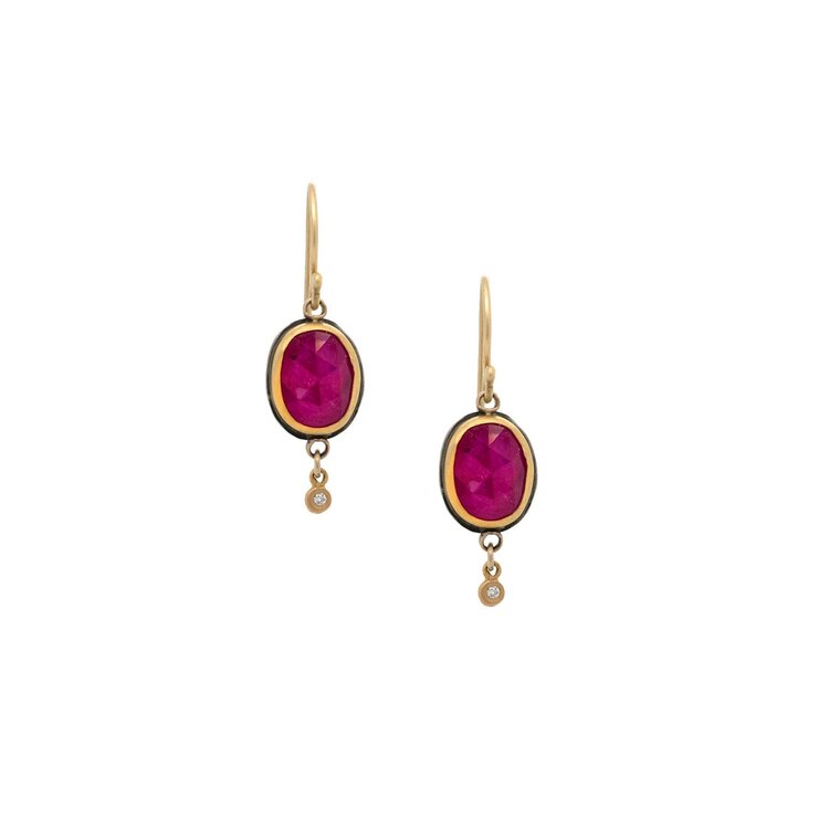 Ananda Khalsa Rosecut Ruby Earrings