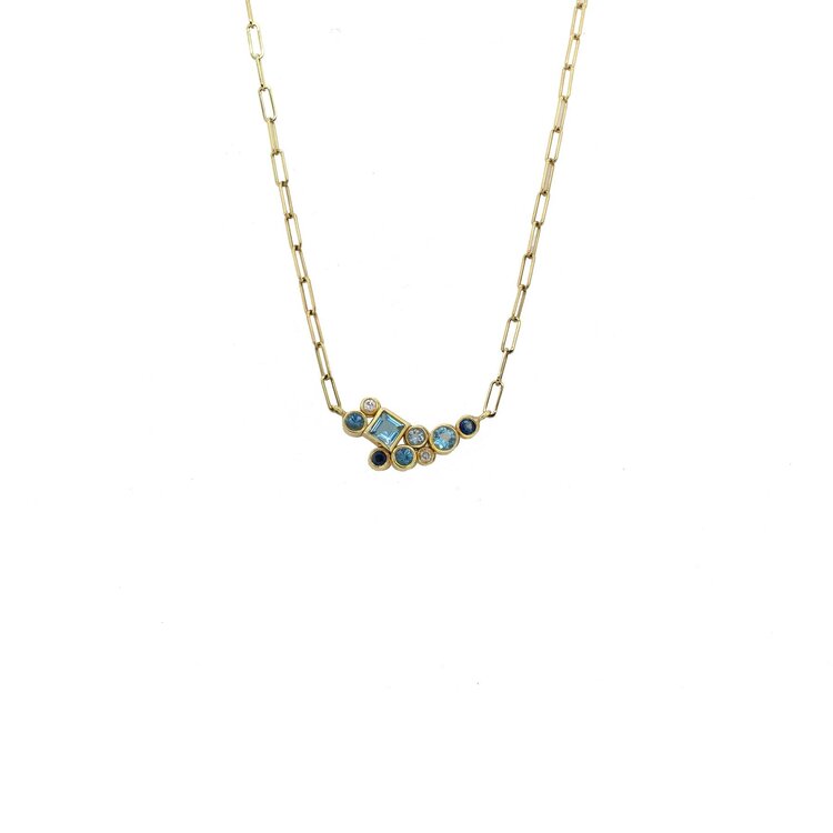 Lauren K Aquamarine and Sapphire Bubble Bea Necklace