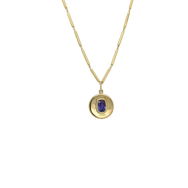 Lauren K Cushion Cut Purple Sapphire Frame Necklace