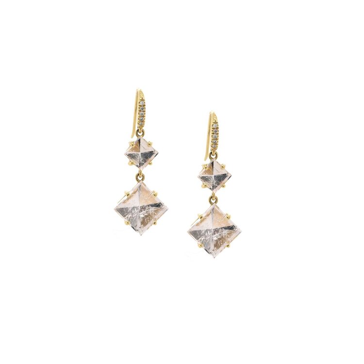 Lauren K Square Mirror Cut Morganite Earrings