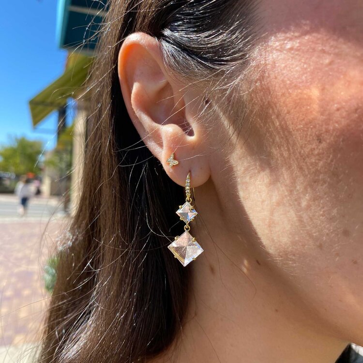 Lauren K Square Mirror Cut Morganite Earrings