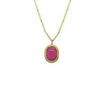 Lauren K Oval Pink Tourmaline Crosby Necklace