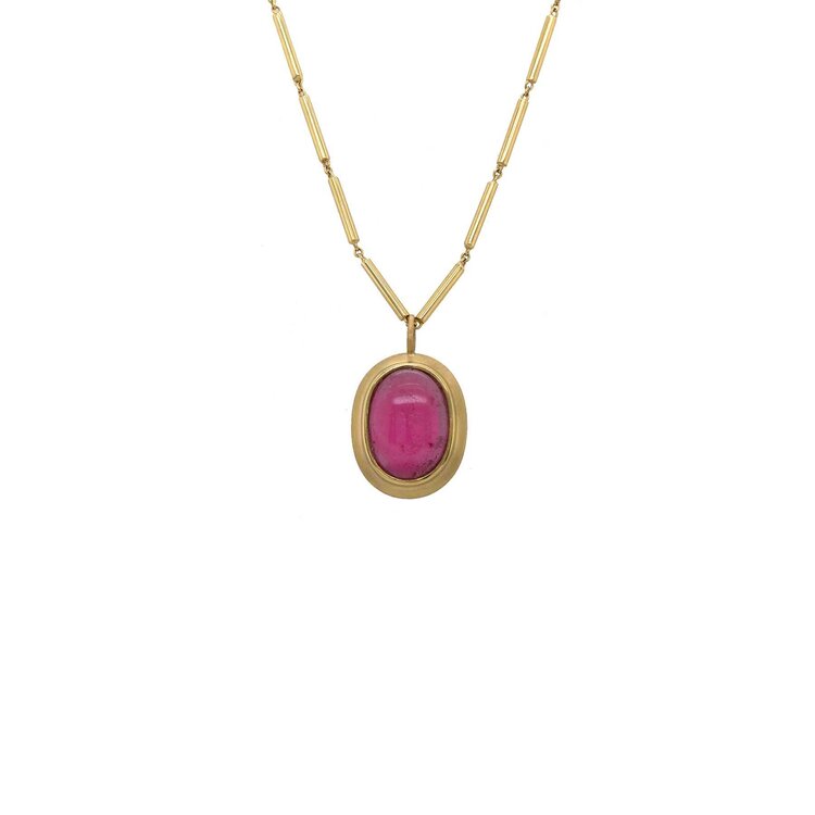 Lauren K Oval Pink Tourmaline Crosby Necklace