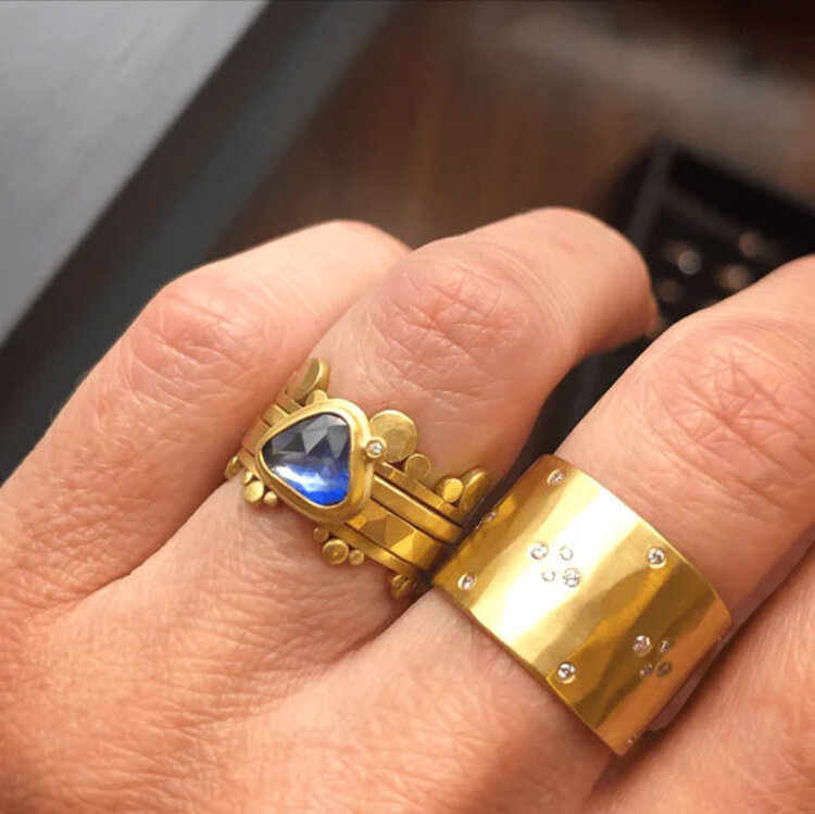 Ananda Khalsa Rosecut Blue Sapphire Ring