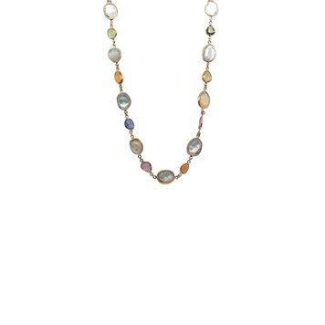 Mazza Jewelry Mother of Pearl and Multi-Color Sapphire Slice Necklace 7ct