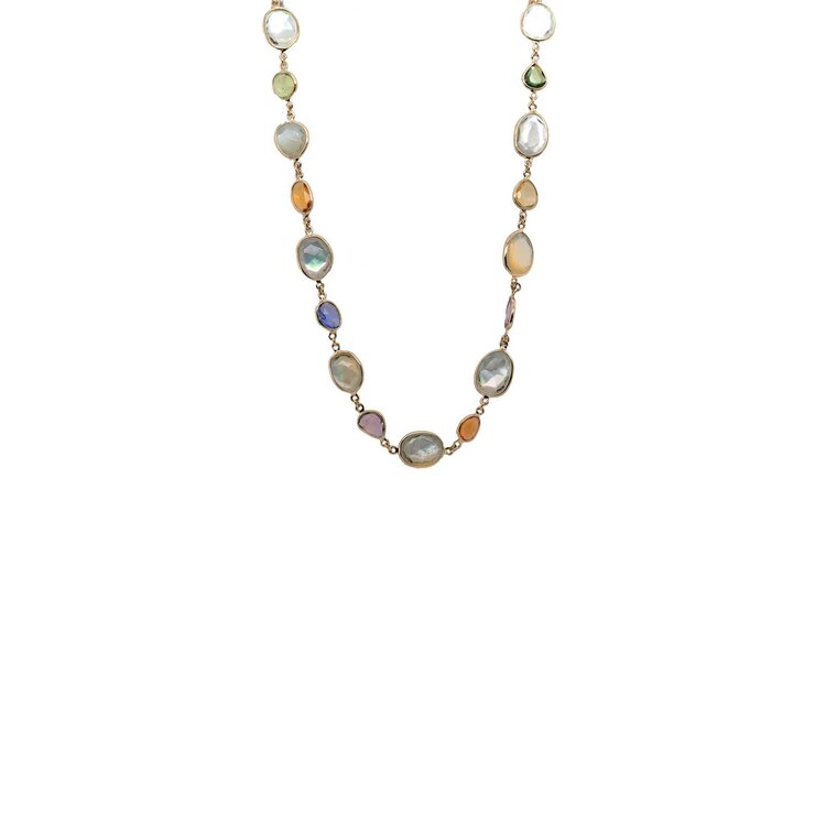 Mazza Jewelry Mother of Pearl and Multi-Color Sapphire Slice Necklace 7ct