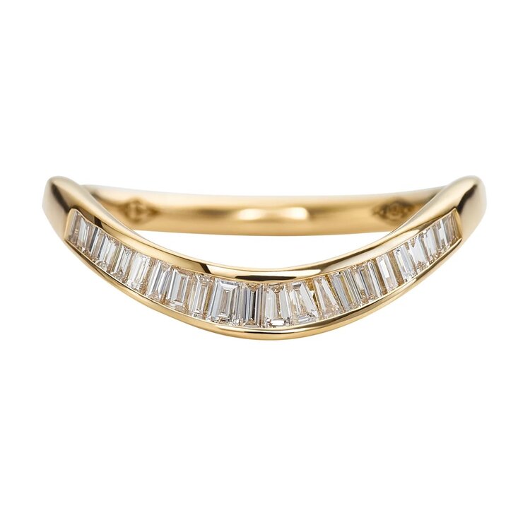 Artemer Curved Baguette Diamond Wedding Band