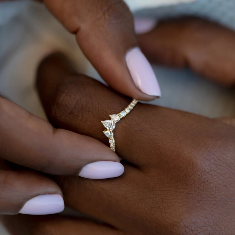 Artemer Nesting Diamond Ring with Three Pear Cut Diamonds