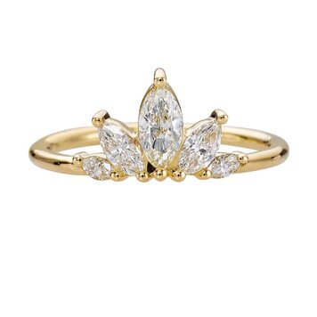 Artemer Petal Wedding Band with Marquise Cut Diamonds
