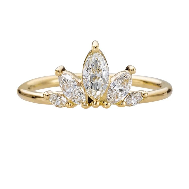 Artemer Petal Wedding Band with Marquise Cut Diamonds