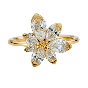 Artemer Asymmetric Blossom Engagement Ring with Pear Cut Diamonds