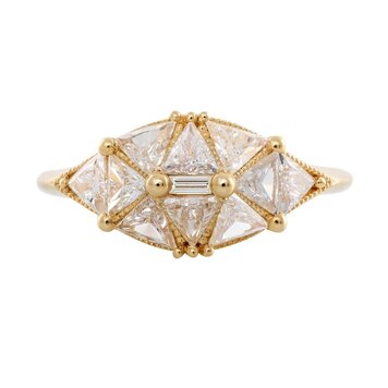 Artemer Reflective Dome Ring with Ten Triangle Cut Diamonds