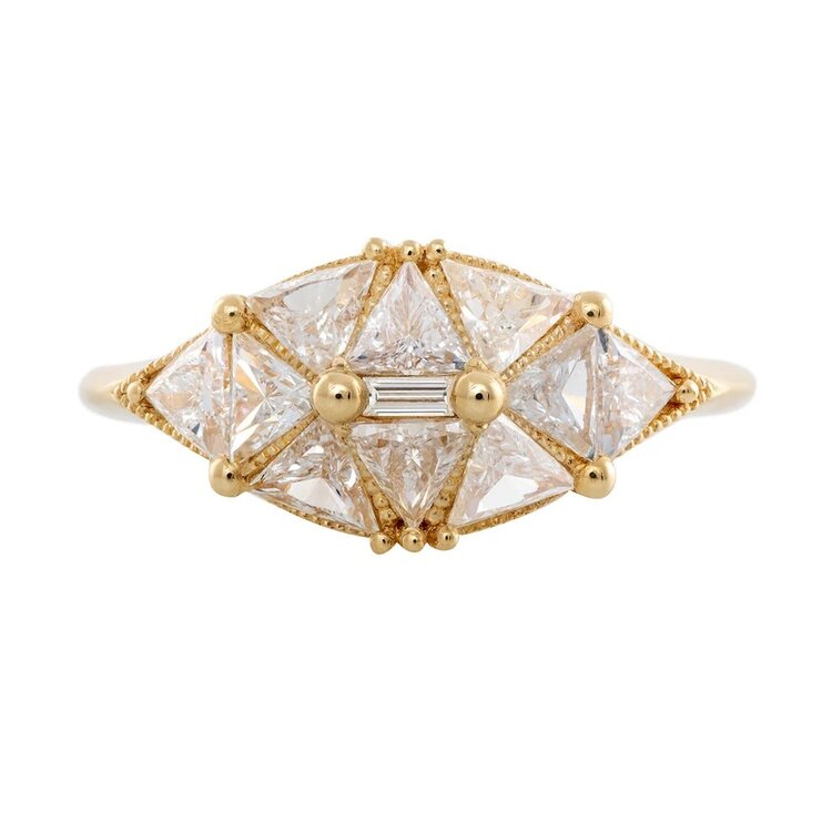 Artemer Reflective Dome Ring with Ten Triangle Cut Diamonds
