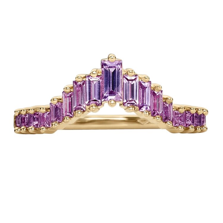 Artemer Lilac Sapphire Baguette Curved Tiara Ring