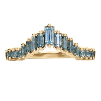 Artemer Teal Sapphire Baguette Curved Tiara Ring