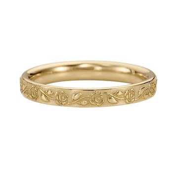 Artemer Embossed Rose Full Eternity Gold Wedding Band