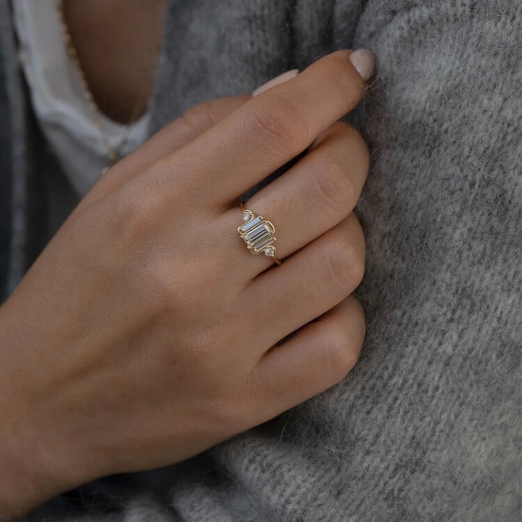 Artemer Triple Baguette Diamond Wave Ring