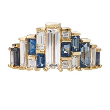 Artemer Baguette Cut Sapphire and Diamond Tiara Ring