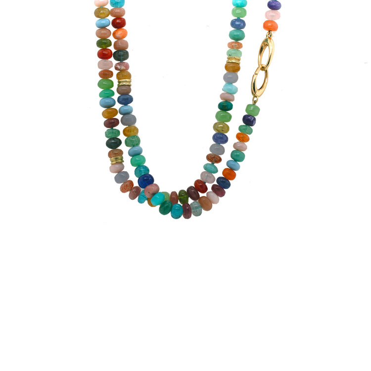 Lauren K Smooth Multicolor Gem Beaded Necklace 35"