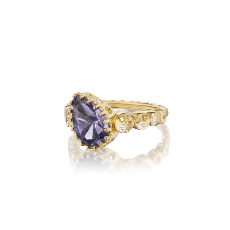 Dana Bronfman Purple Moyo Pear Sapphire Ring