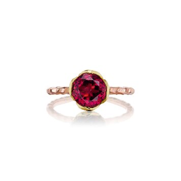 Dana Bronfman Rose and Yellow Petal-Set Rhodolite Garnet Solitaire Ring