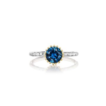 Dana Bronfman Two Tone Pronged Bezel Solitaire  Montana Sapphire Love Ring