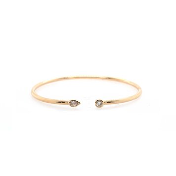 Gemma Couture Round and Pear Diamond Open Ended Flexible Bangle