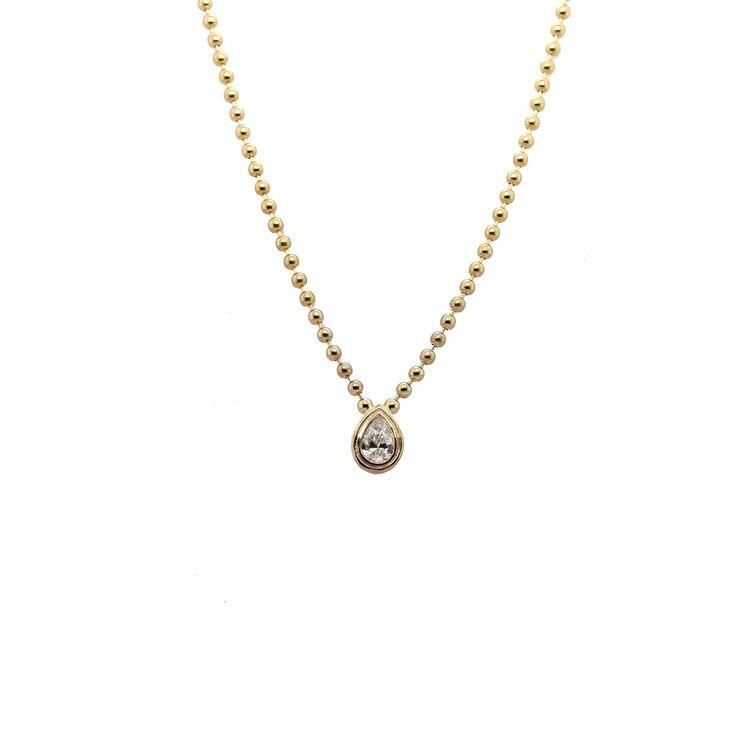 Gemma Couture Pear Shape Diamond Double Bezel Pendant Necklace