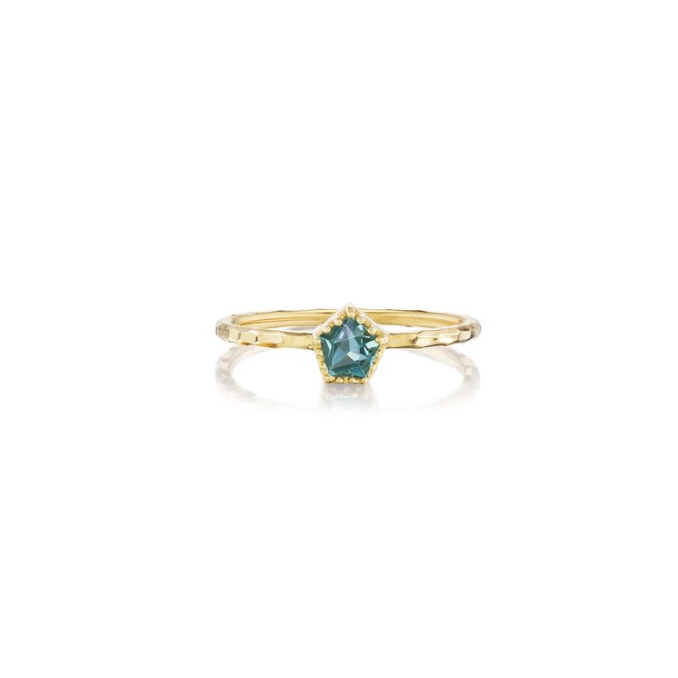 Dana Bronfman Geocut Sapphire Pronged Bezel Solitaire Ring
