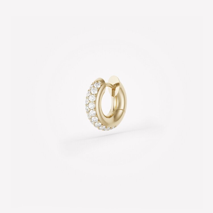 Spinelli Kilcollin Mini Macro Pavé 2 Yellow Gold Single Hoop